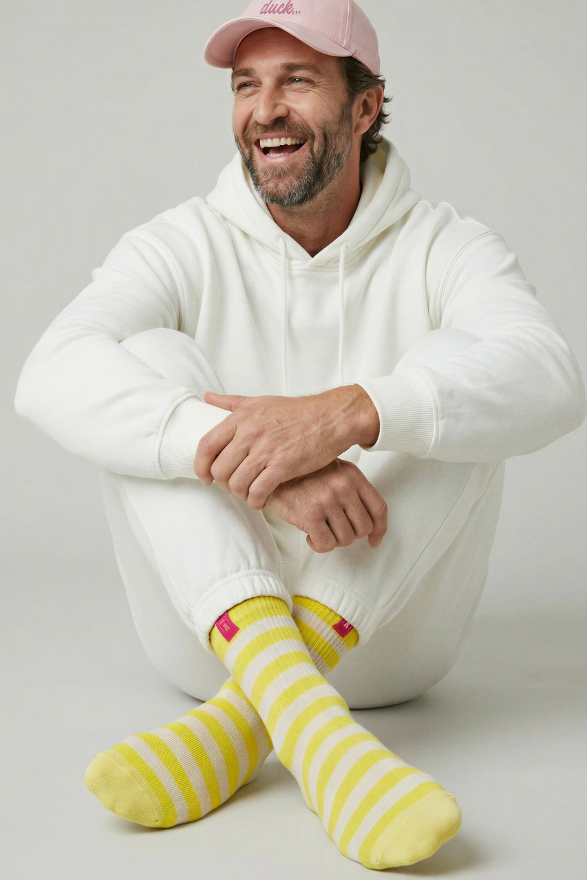 Derbe Socken Basic Knit Striped Beige Gelb Gestreift