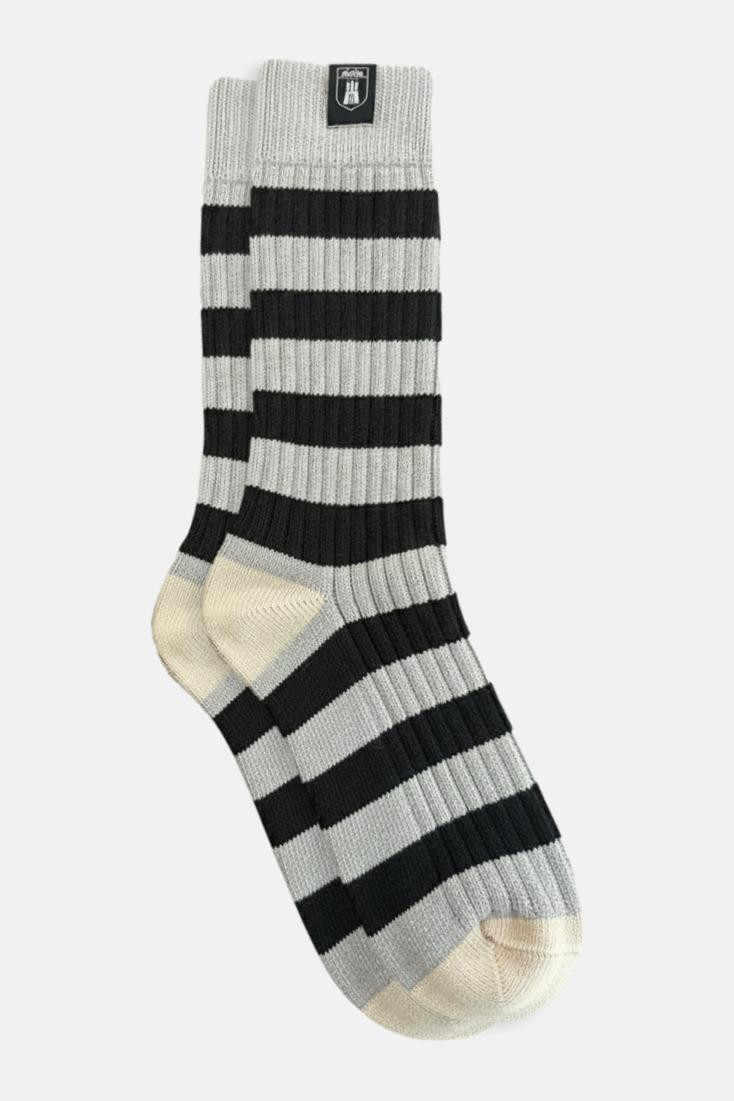 Derbe Socken Basic Knit Striped Grau Schwarz Gestreift