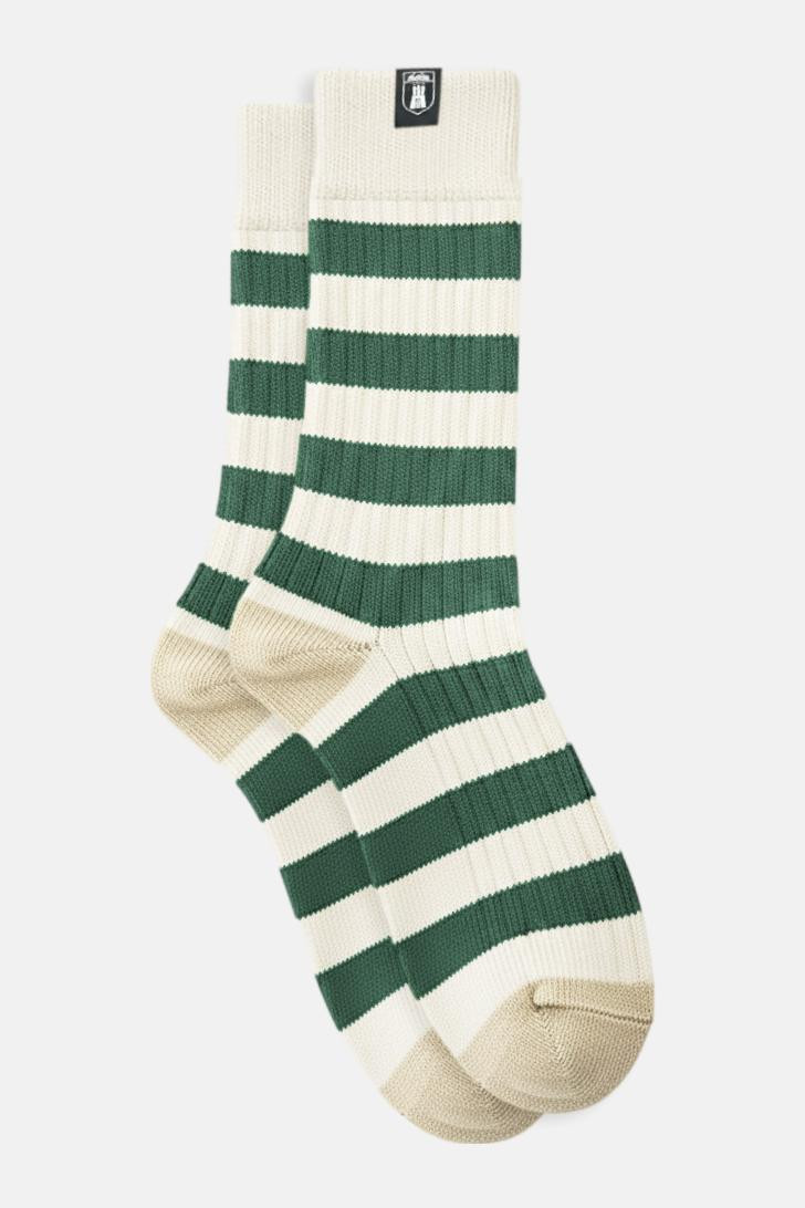Derbe Socken Basic Knit Striped Weiß Grün Gestreift