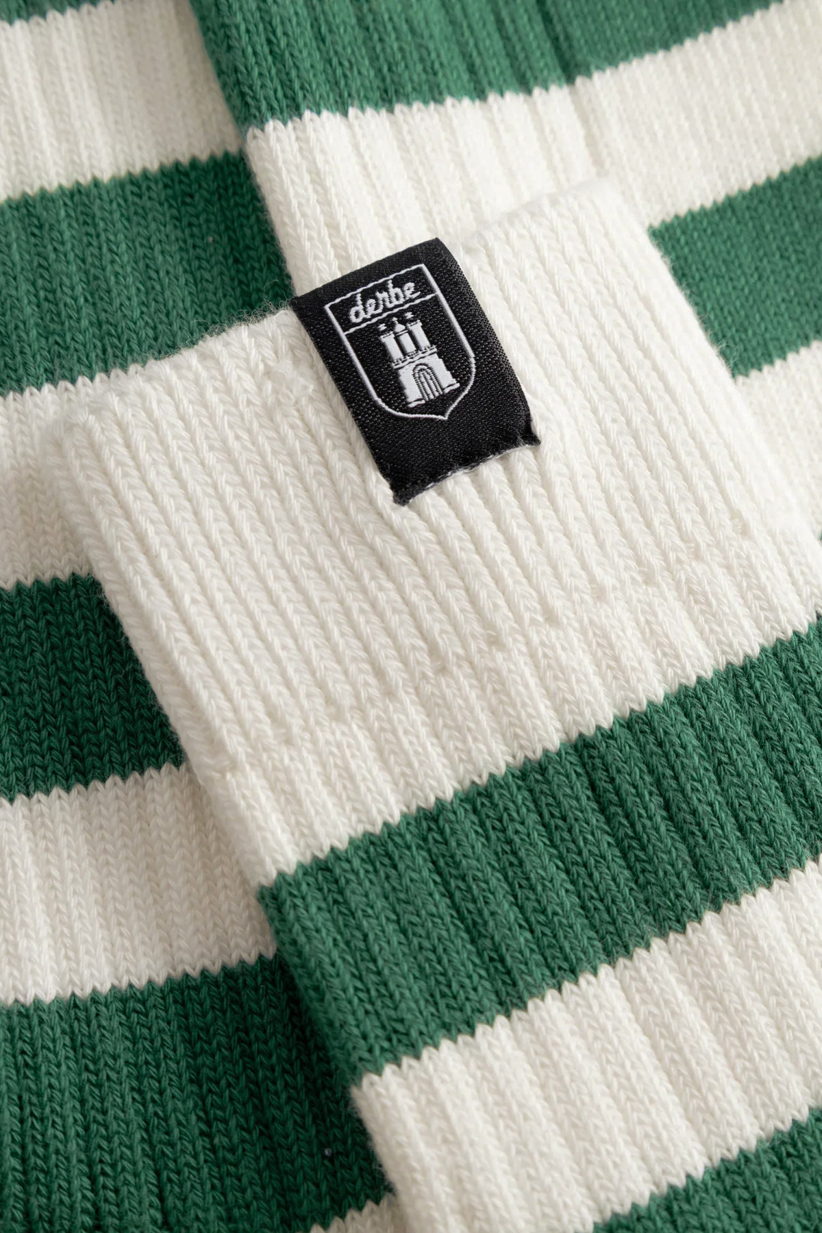 Derbe Socken Basic Knit Striped Weiß Grün Gestreift