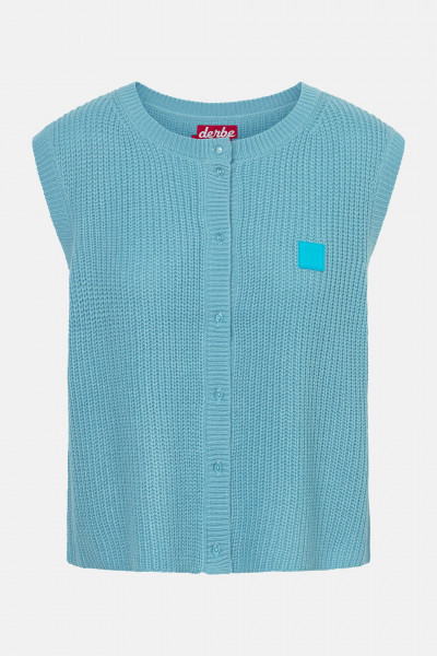 Derbe Strickpullover Basic Strick Vest Damen Türkis Hellblau Weste