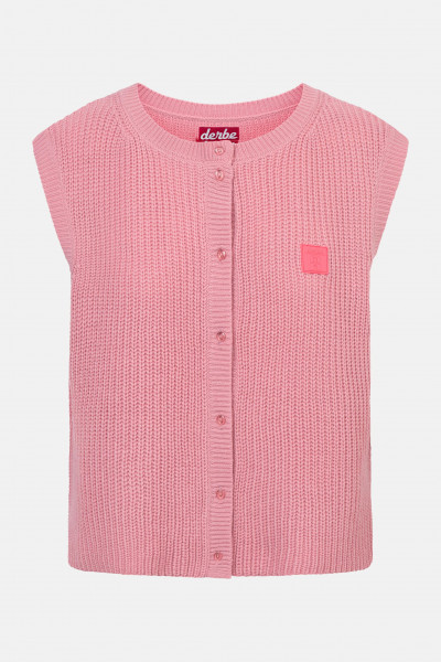 Derbe Strickpullover Basic Strick Vest Damen Rosa Weste