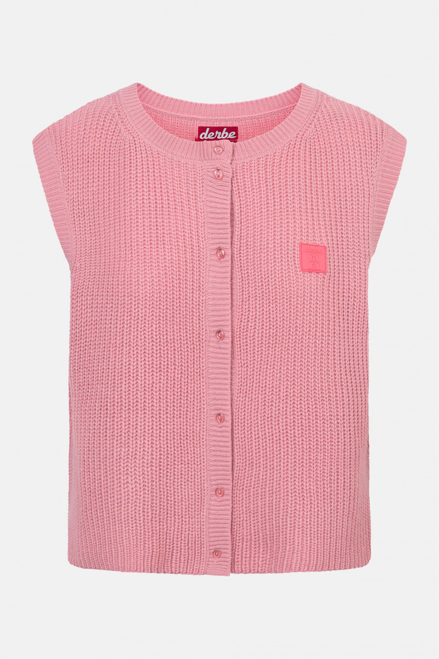 Derbe Strickpullover Basic Strick Vest Damen Rosa Weste