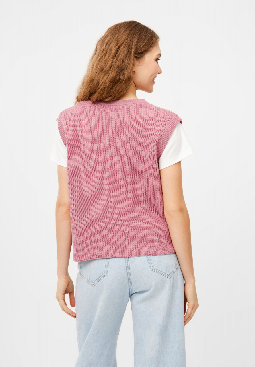 Derbe Strickpullover Basic Strick Vest Damen Rosa Weste