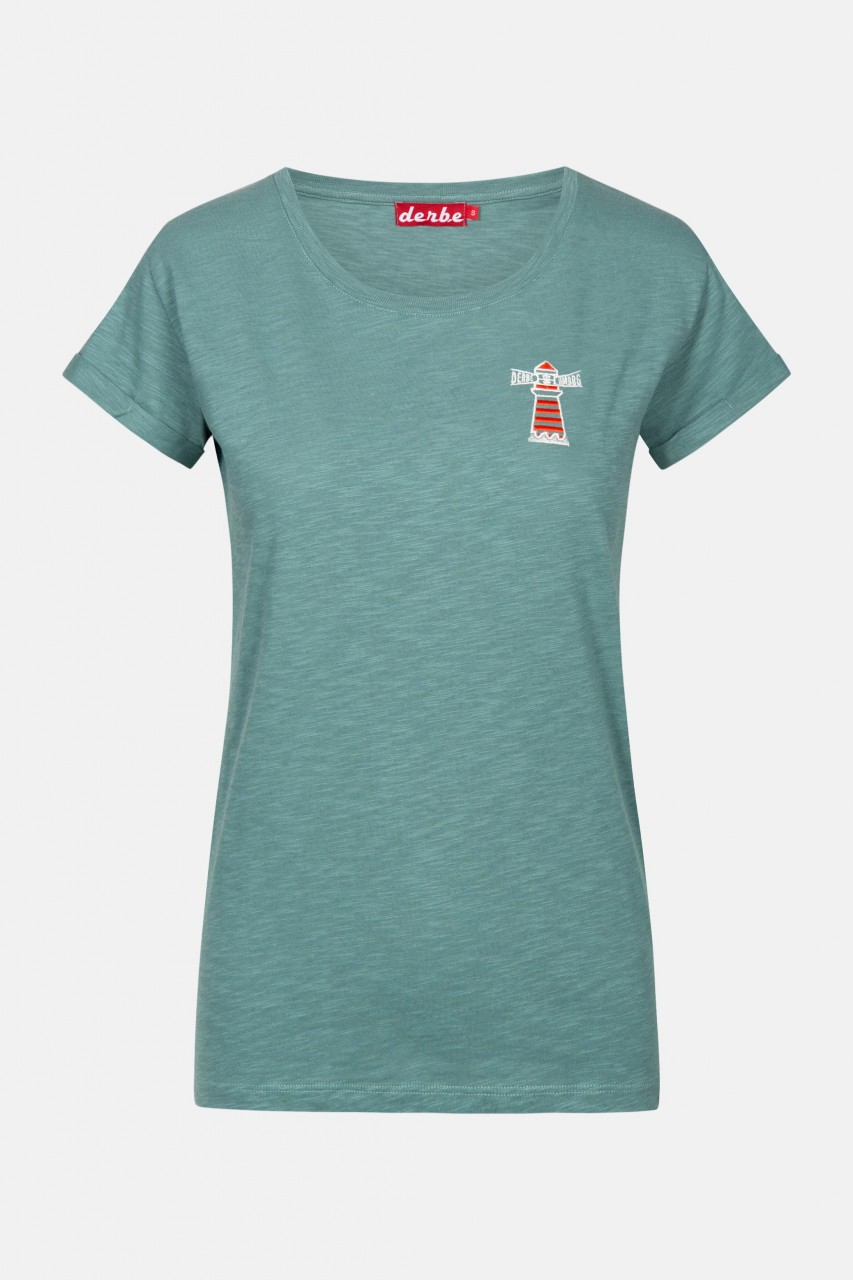Derbe Beam Stick Damen T-Shirt Grün Türkis Leuchtturm