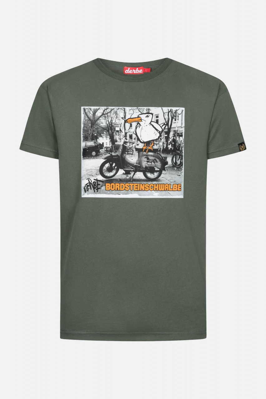 Derbe Bordsteinschwalbe Herren T-Shirt Oliv
