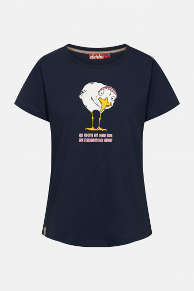 Derbe T-Shirt Brötchenmöwe Damen Dunkelblau GOTS Organic