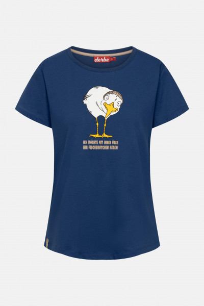 Derbe T-Shirt Brötchenmöwe Damen Blau GOTS Organic