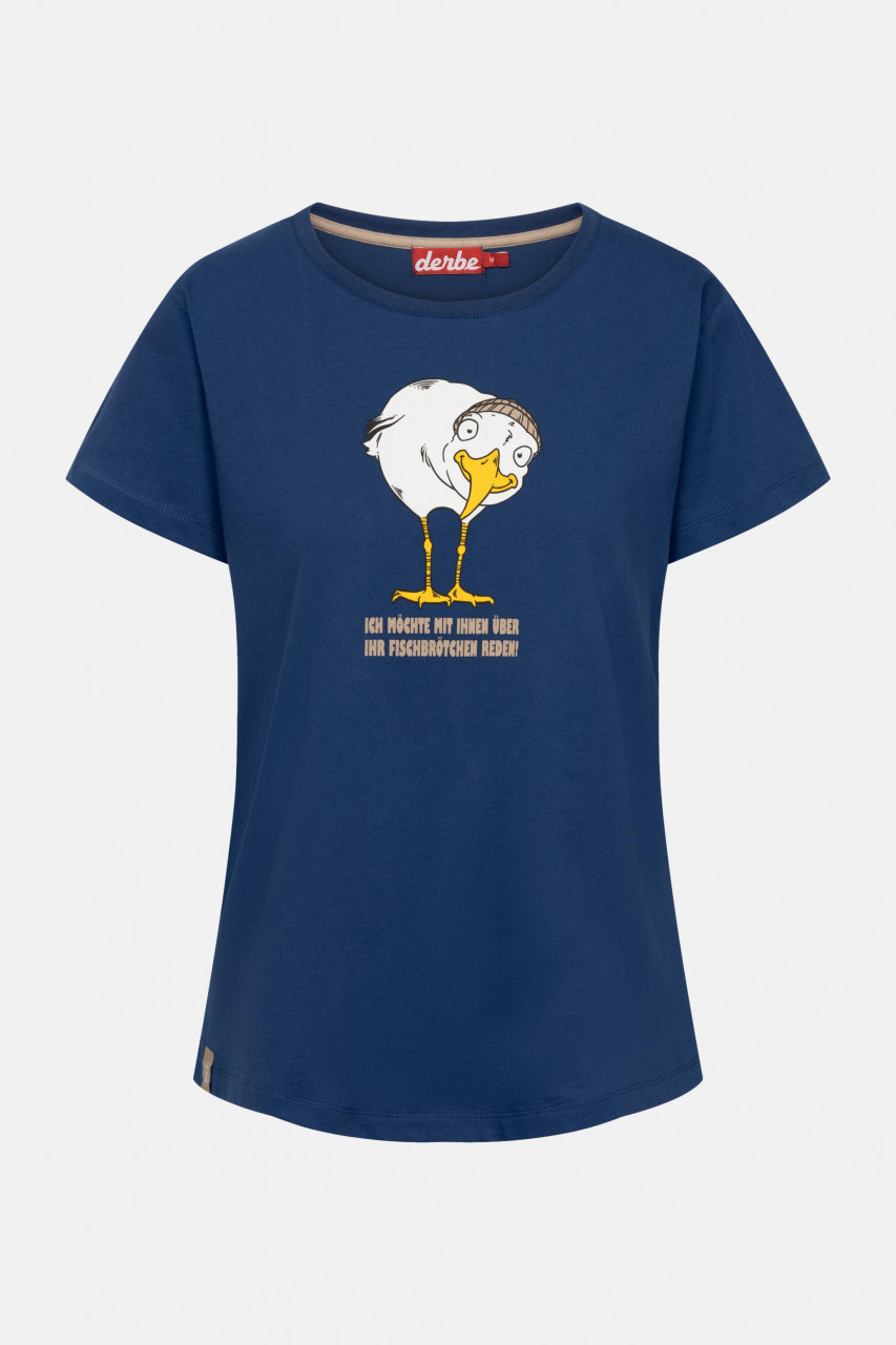 Derbe T-Shirt Brötchenmöwe Damen Blau GOTS Organic