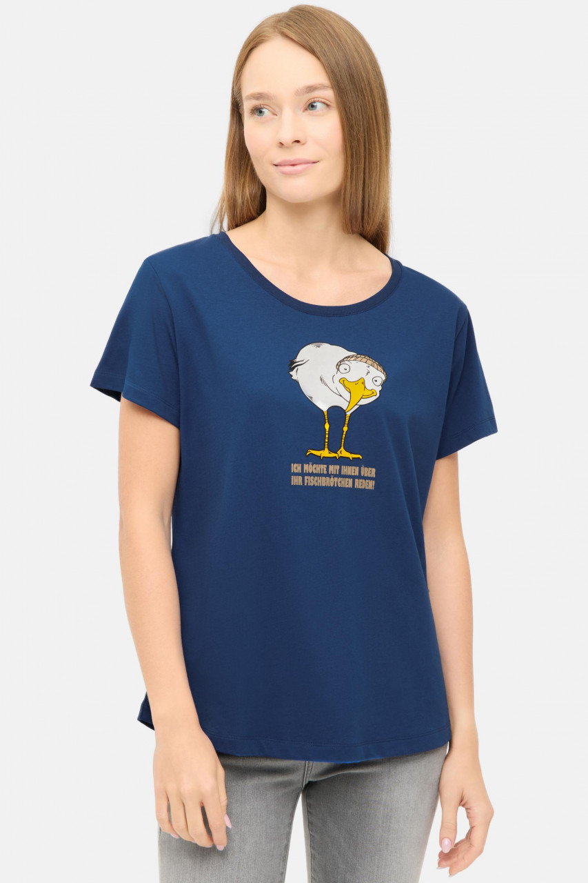 Derbe T-Shirt Brötchenmöwe Damen Blau GOTS Organic