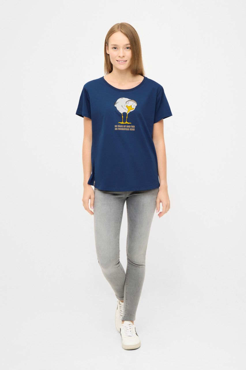 Derbe T-Shirt Brötchenmöwe Damen Blau GOTS Organic