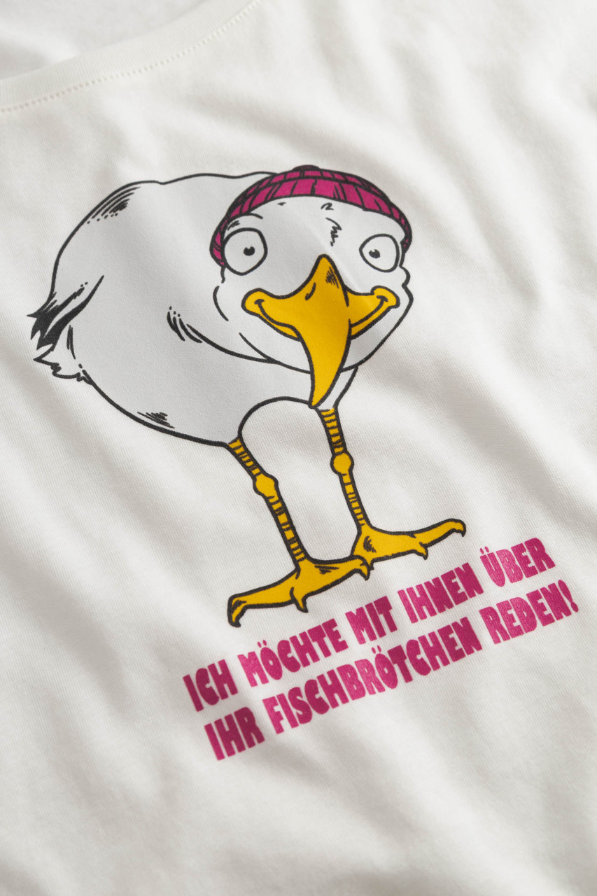 Derbe T-Shirt Brötchenmöwe Damen Weiß GOTS Organic