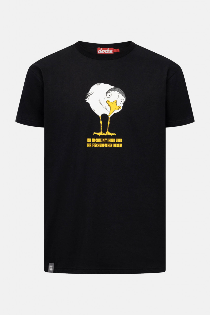 Derbe T-Shirt Brötchenmöwe Herren Schwarz GOTS Organic