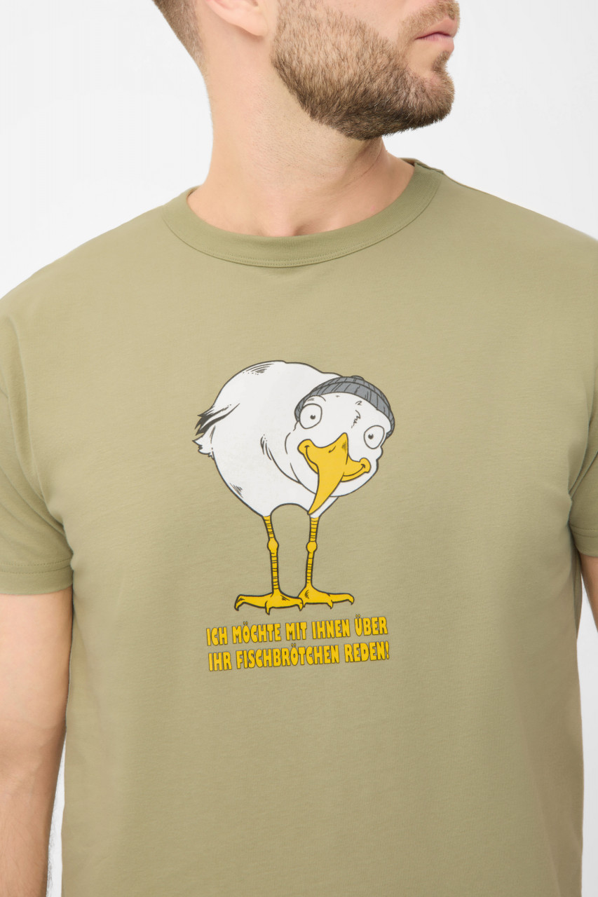 Derbe T-Shirt Brötchenmöwe Herren Hellgrün GOTS Organic