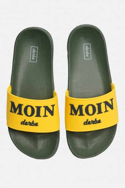 Derbe Buddellette Moin Schlappen Freesia Oliv Gelb Derbe Buddellette Moin Schlappen Freesia Oliv Gelb