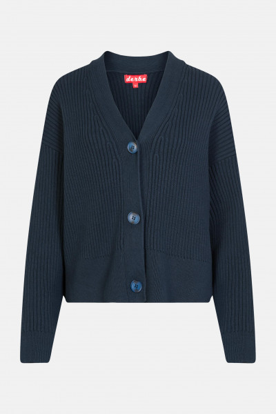 Derbe Cardie Gots Organic Damen Strickjacke Rippstrick Navy Dunkelblau Derbe Cardie Gots Organic Damen Strickjacke Rippstrick Navy Dunkelblau