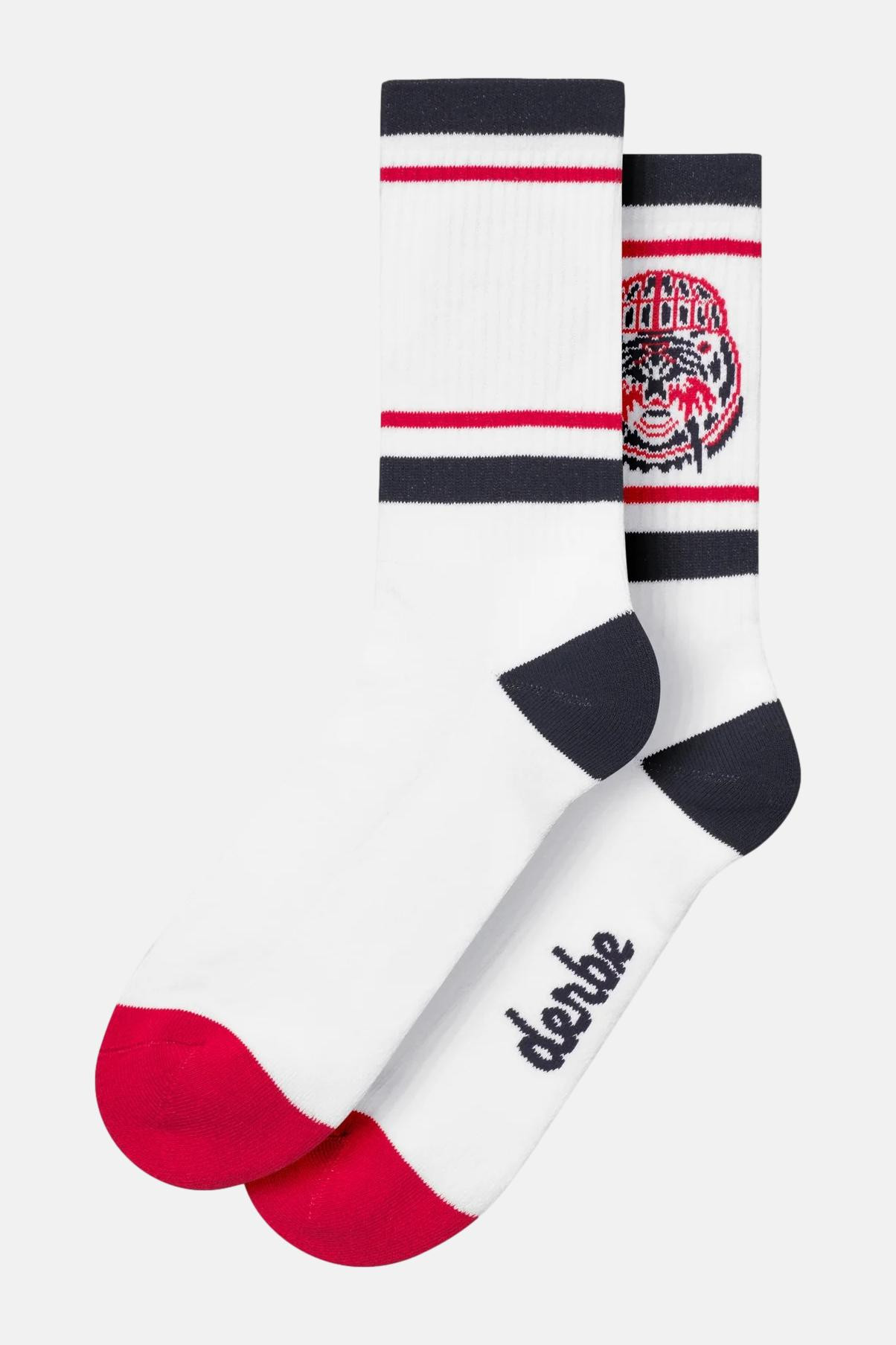 Derbe College Walross Socken Unisex Rot Schwarz Weiß