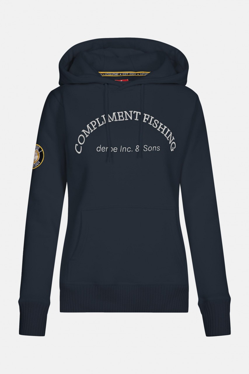 Derbe Compliment Fishing Damen Hoodie Kapuzenpullover Navy Dunkelblau