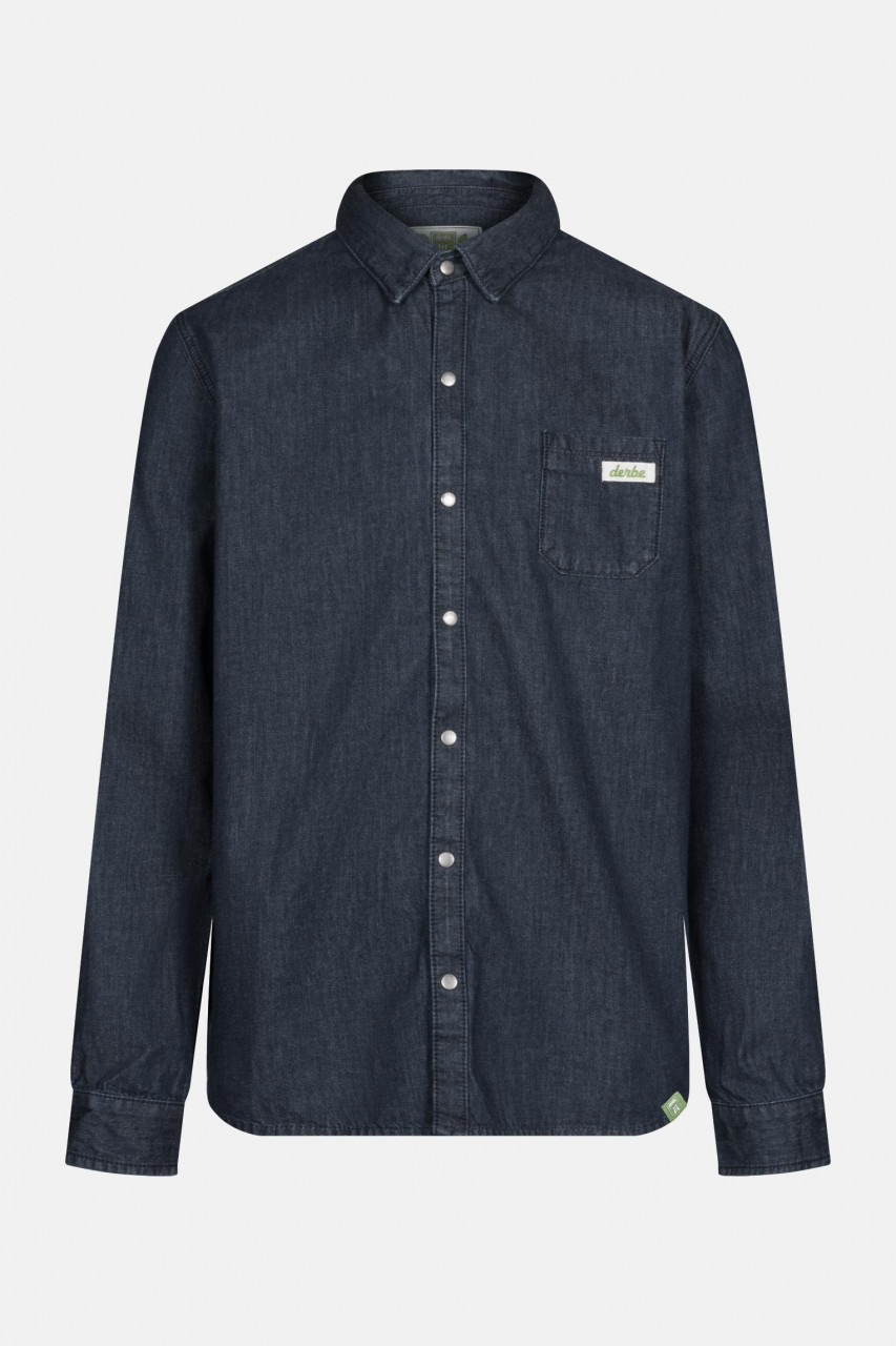 Derbe Dean Denim Gots Organic Herren Hemd Shirt Jeans Blau