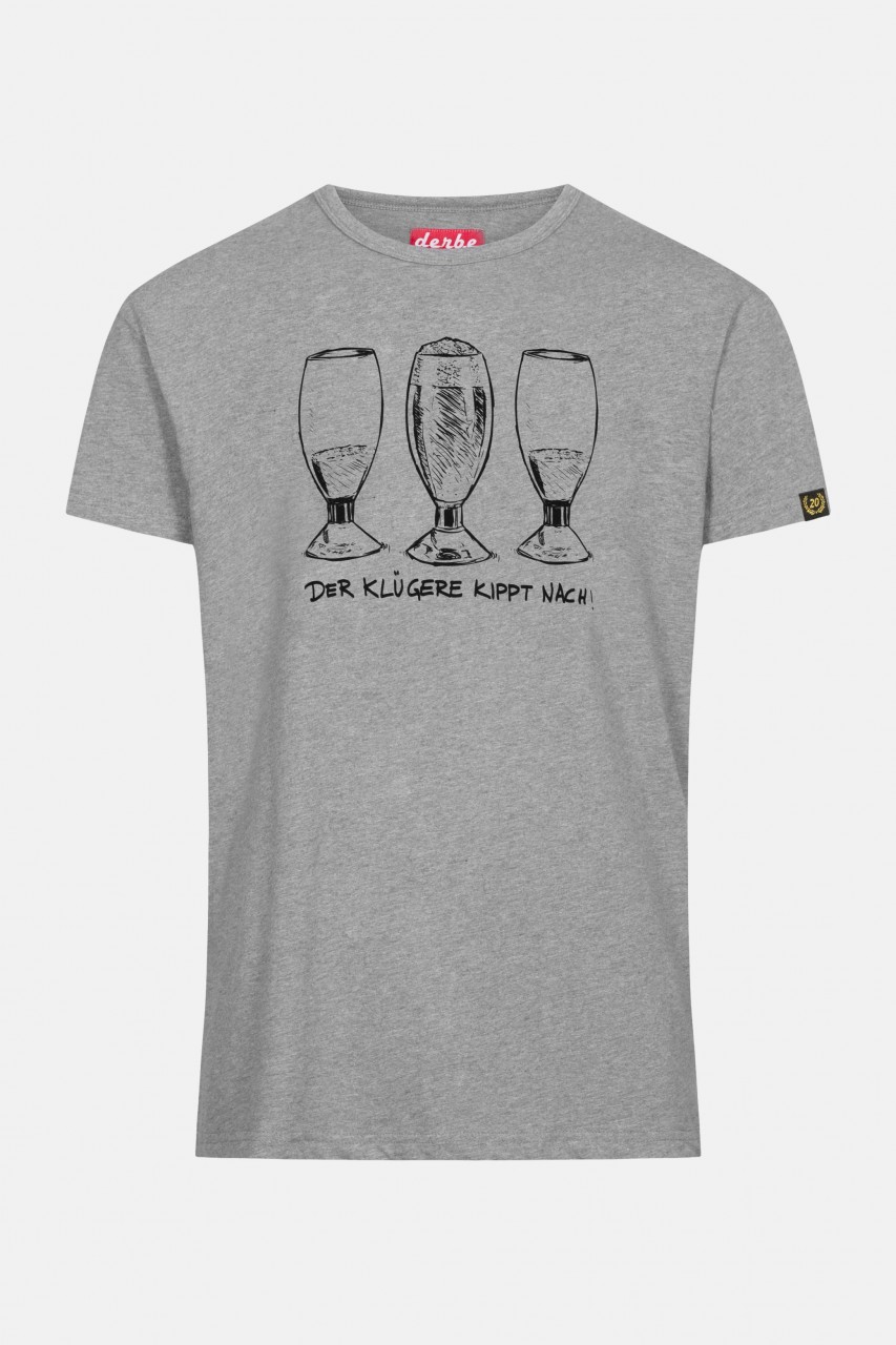Derbe Der Klügere kippt nach Herren T-Shirt Grey Melange Grau