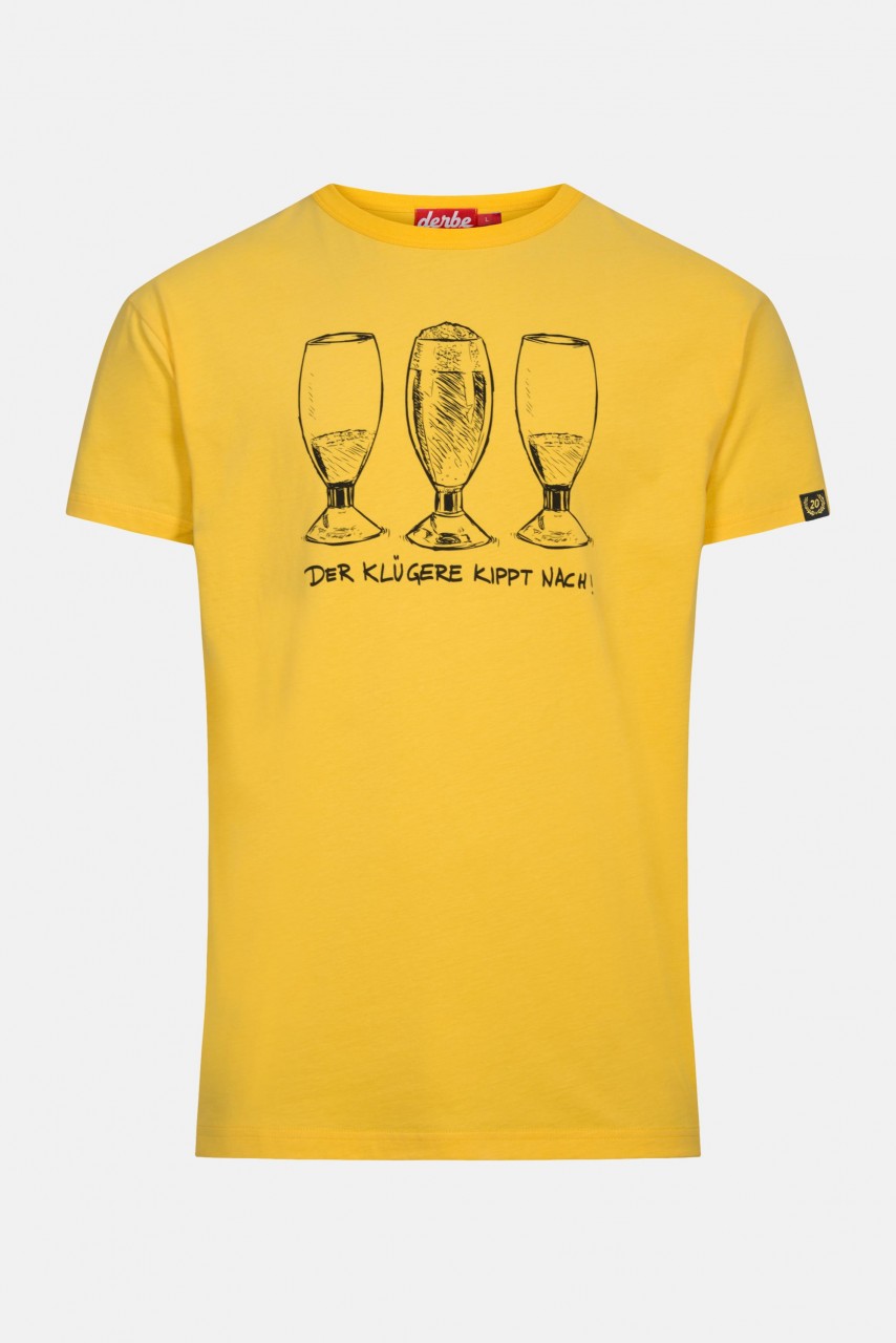 Derbe Der Klügere kippt nach Herren T-Shirt Yellow Gelb Bier
