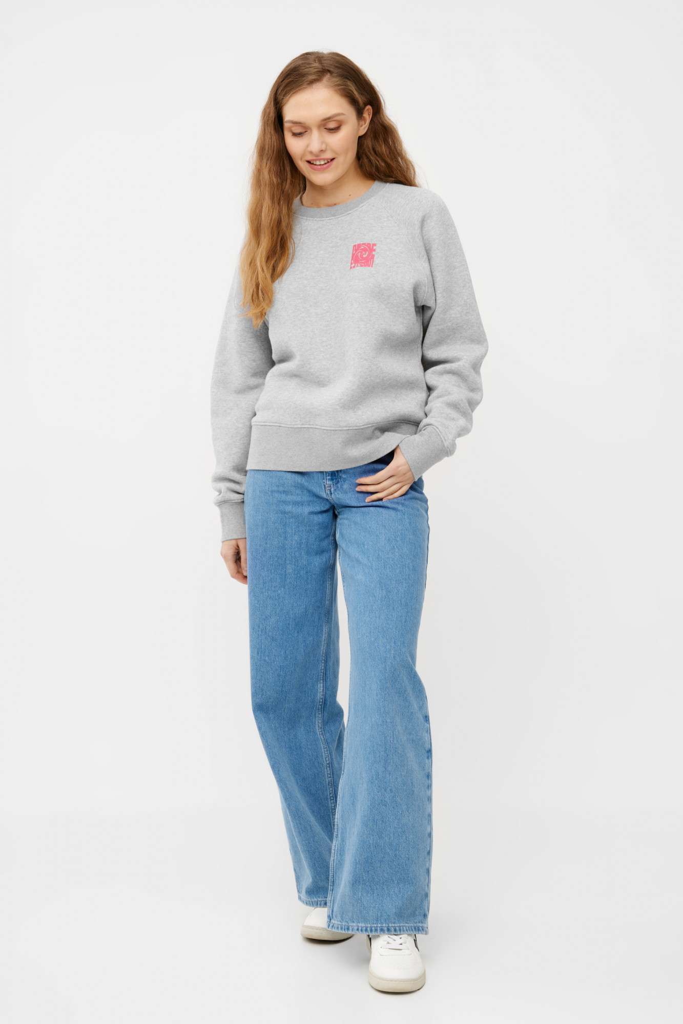 Derbe Sweatshirt Derber Wirbel Damen Grau Crewneck GOTS
