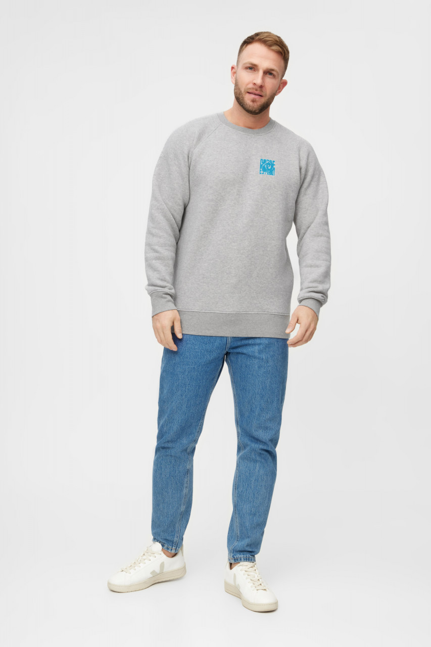 Derbe Sweatshirt Derber Wirbel Herren Grau Crewneck GOTS