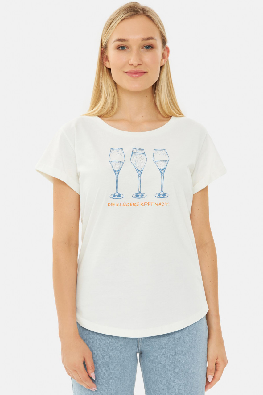 Derbe T-Shirt Die Klügere Damen Weiß