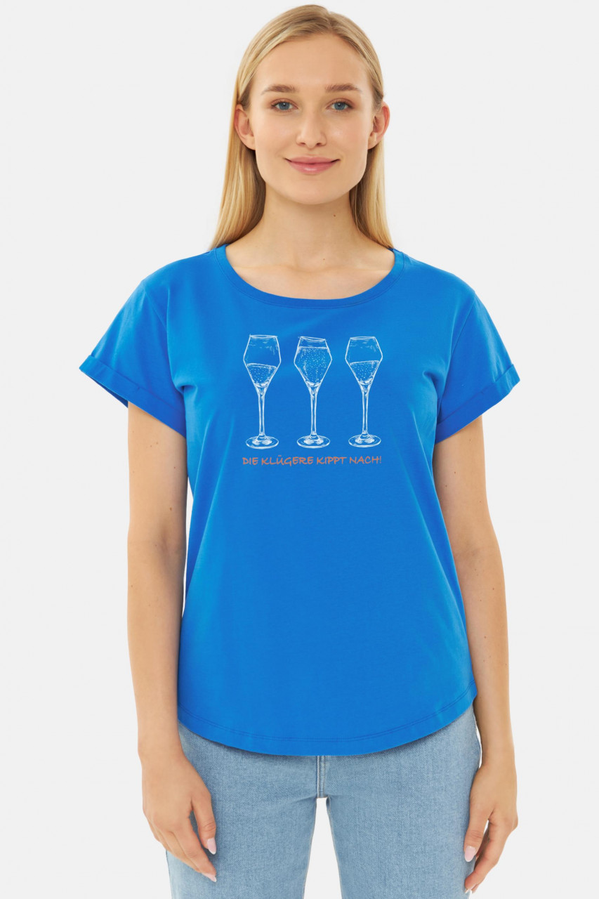 Derbe T-Shirt Die Klügere Damen Blau