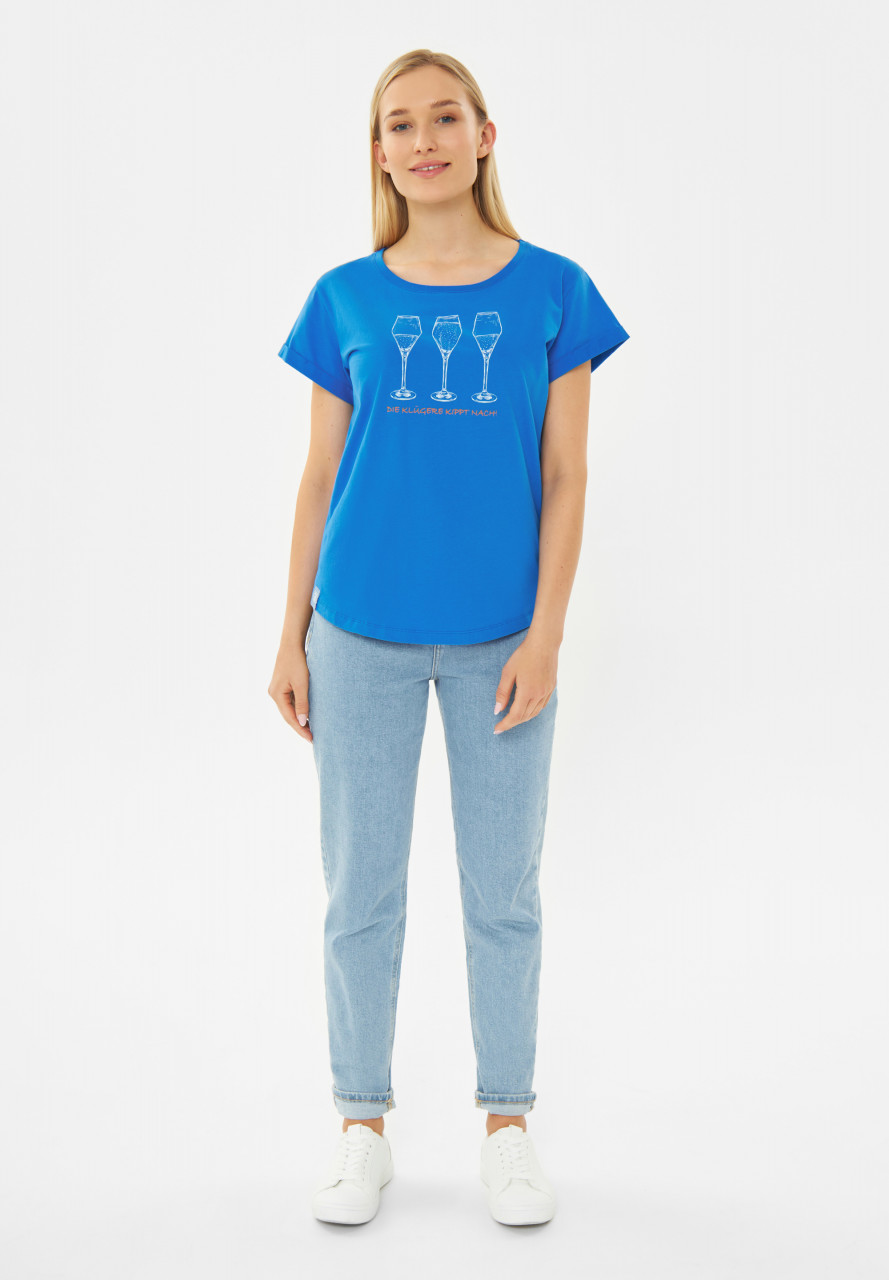 Derbe T-Shirt Die Klügere Damen Blau