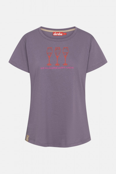 Derbe T-Shirt Die Klügere Damen Lila Grau GOTS Organic