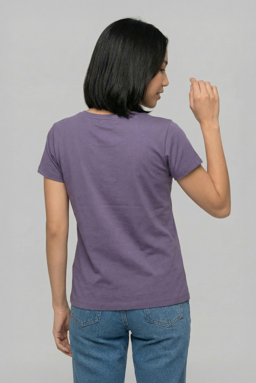 Derbe T-Shirt Die Klügere Damen Lila Grau GOTS Organic