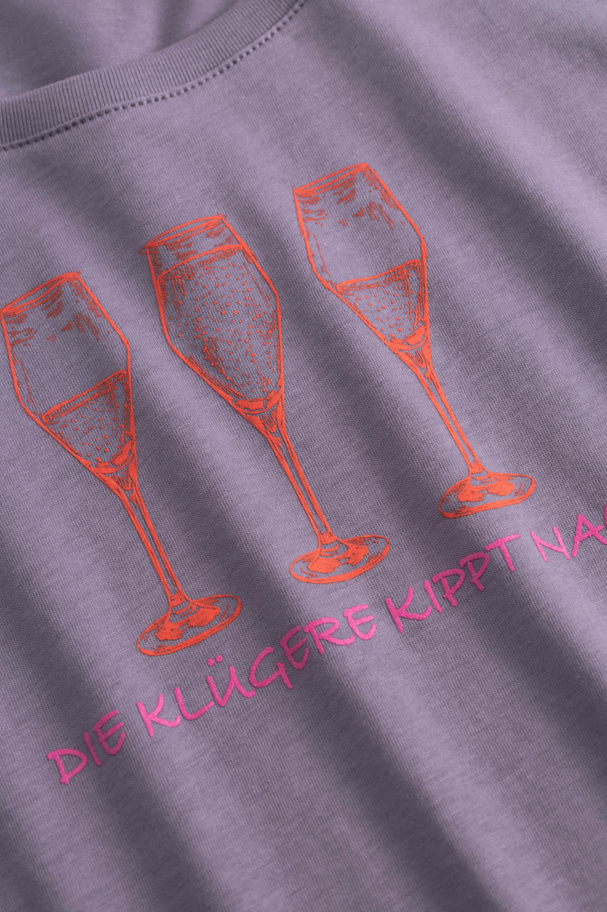 Derbe T-Shirt Die Klügere Damen Lila Grau GOTS Organic