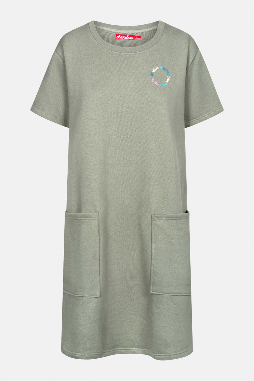 Derbe Dress Sweat Damen Pulloverkleid Light Oliv