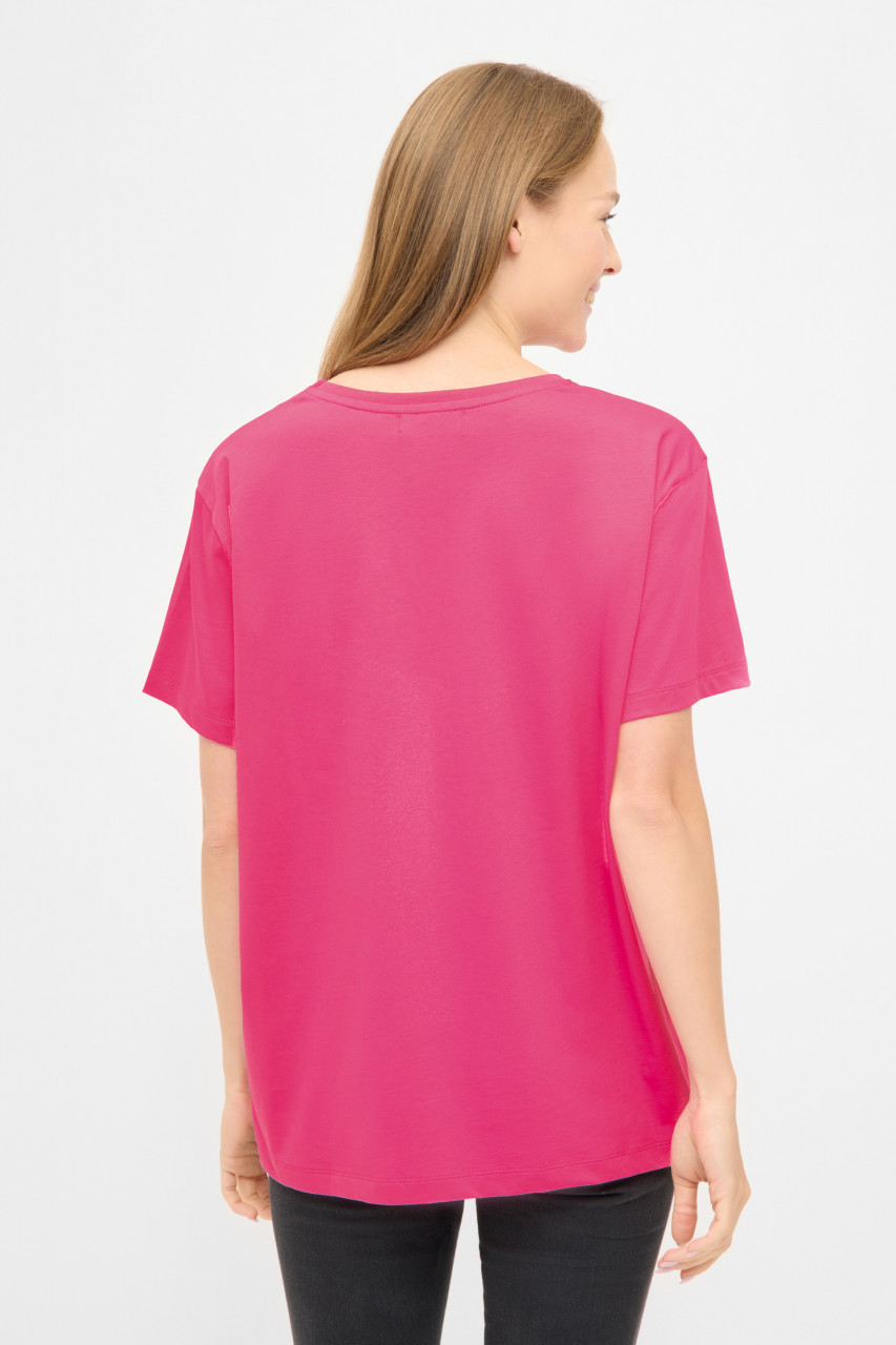 Derbe T-Shirt Dünenblümchen Damen Pink Brusttasche GOTS Organic