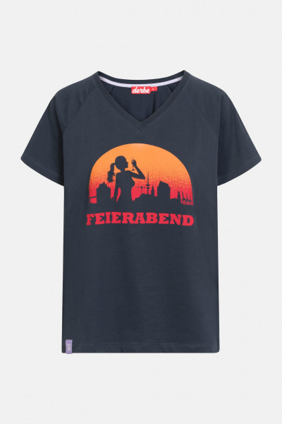 Derbe Einer Geht Noch Damen Feierabend Shirt V-Ausschnitt Navy Dunkelblau