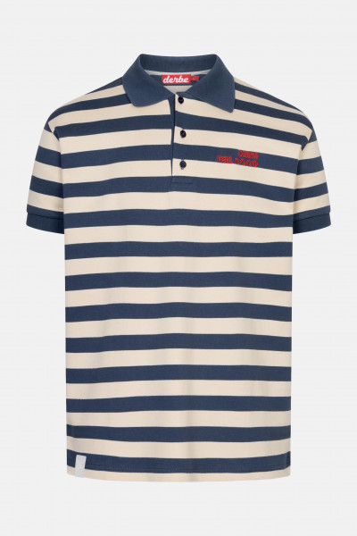 Derbe Feel Good Herren Polo Shirt Navy Dunkelblau Beige Gestreift Derbe Feel Good Herren Polo Shirt Navy Dunkelblau Beige Gestreift