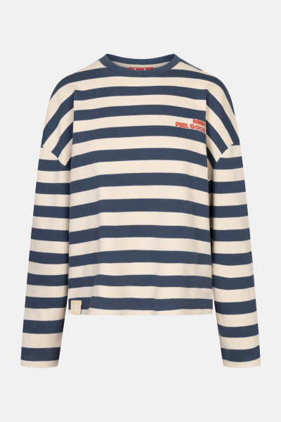 Derbe Feel Good Striped Damen Langarmshirt Dunkelblau Beige Gestreift Derbe Feel Good Striped Damen Langarmshirt Dunkelblau Beige Gestreift
