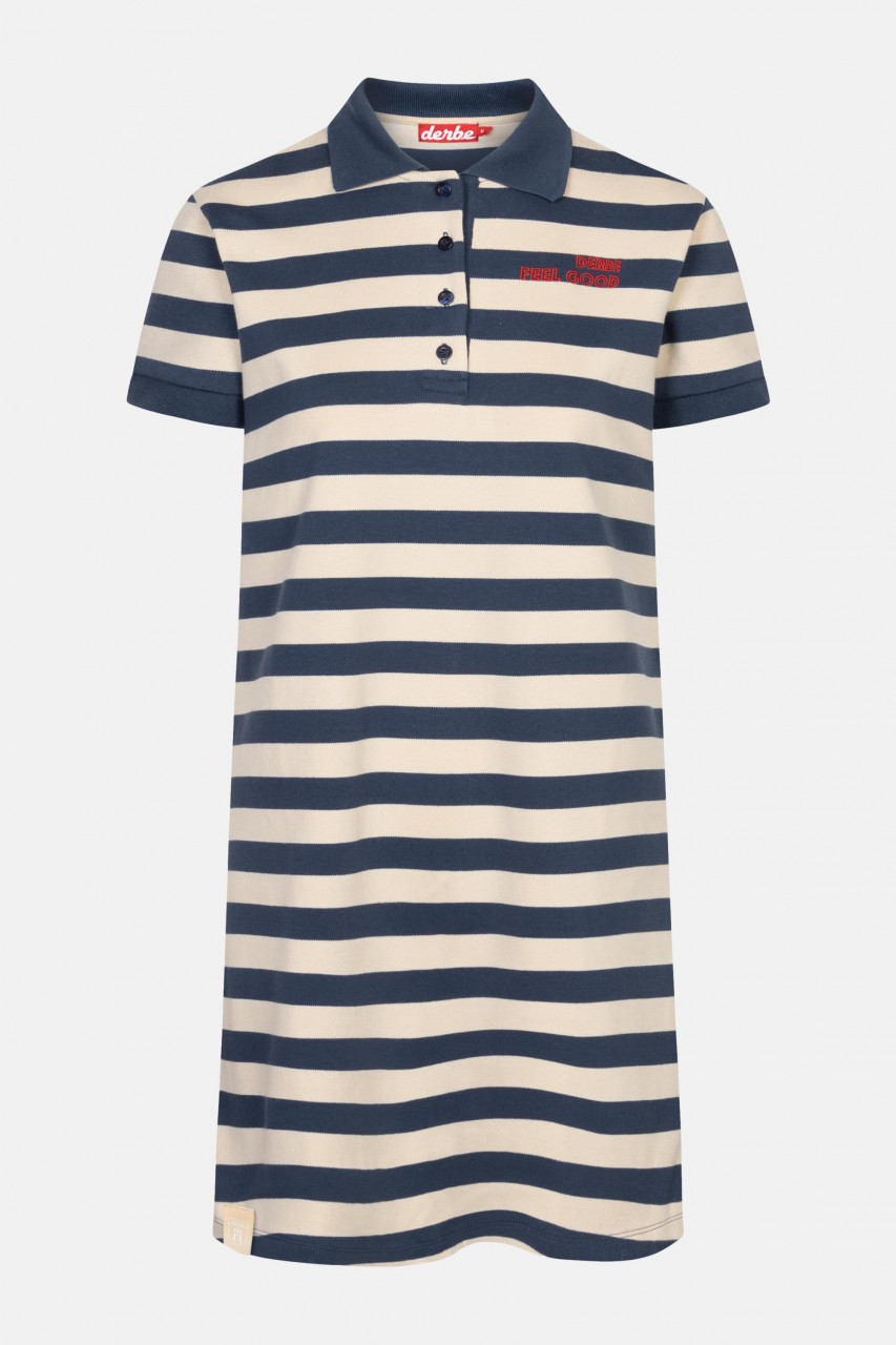 Good Navy Kleid Feel Polo Dunkelblau | Gestreift Damen Beige Striped