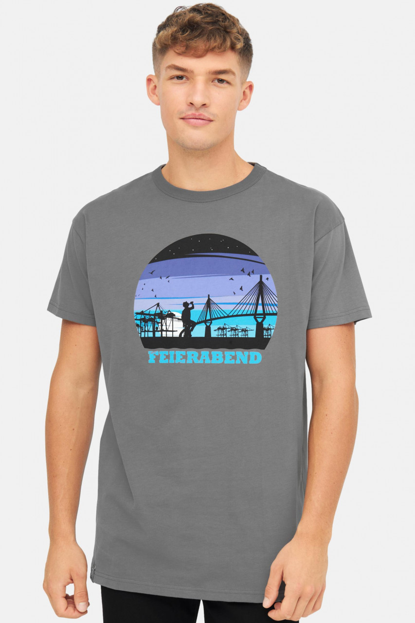 Derbe T-Shirt Feiernacht Herren Grau Feierabend