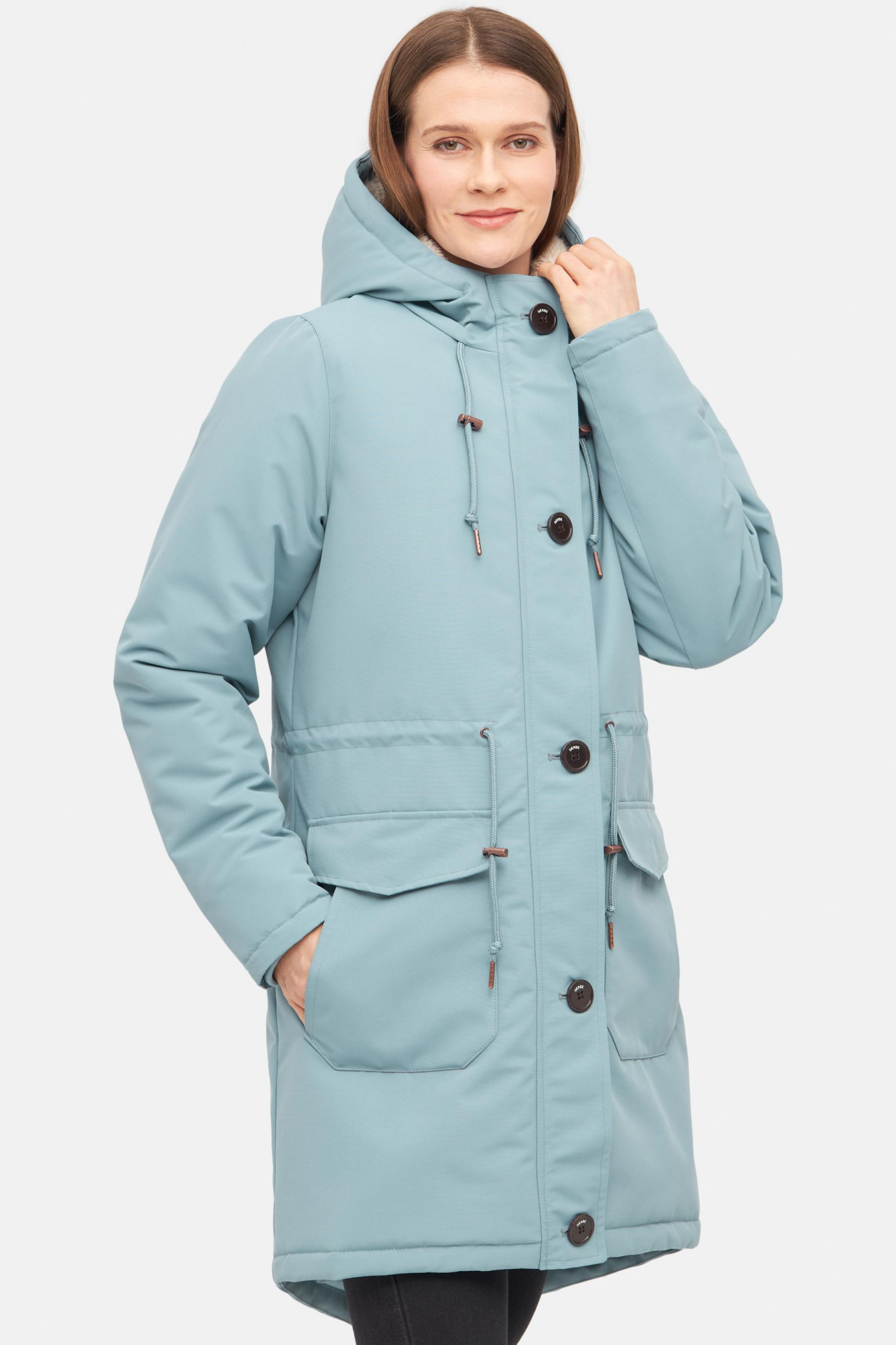Derbe Winterjacke Friese Festholm Damen Hellblau Türkis