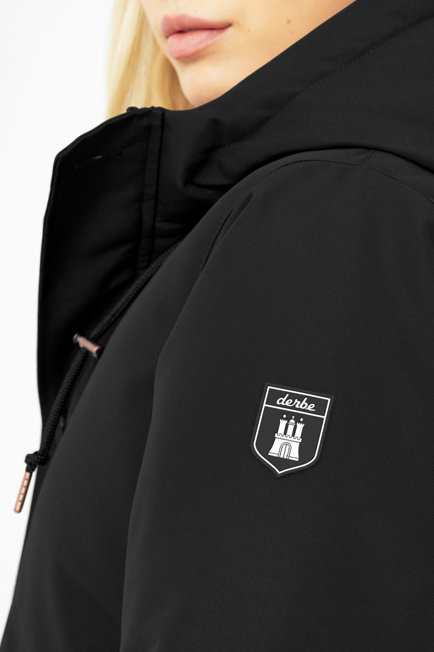 Derbe Festholm Damen Winterjacke Schwarz Caramel