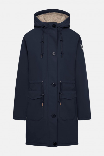 Derbe Winterjacke Friese Festholm Damen Dunkelblau Beige