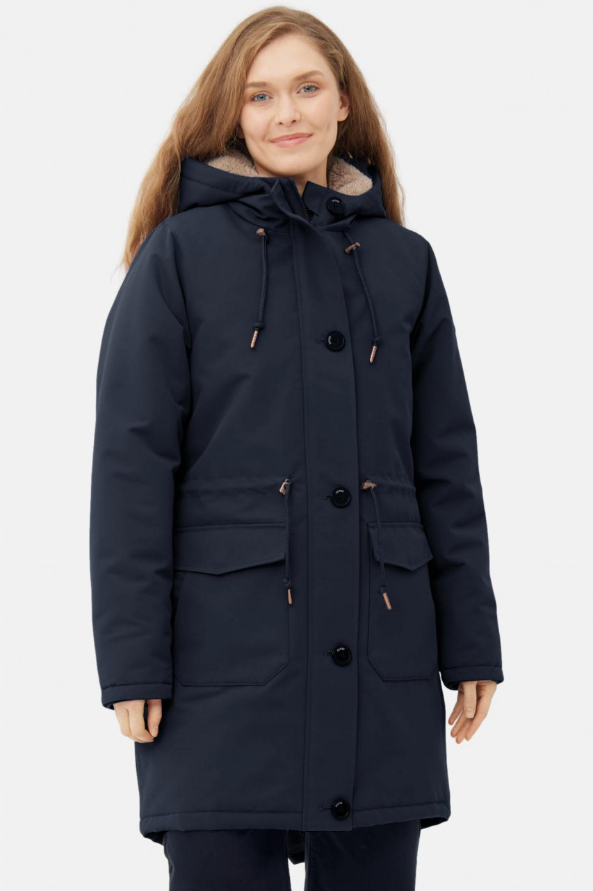 Derbe Winterjacke Friese Festholm Damen Dunkelblau Beige