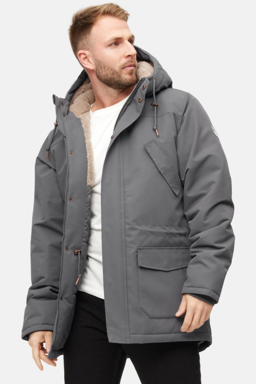 Derbe Winterjacke Festholm Herren Grau Warm Gefüttert