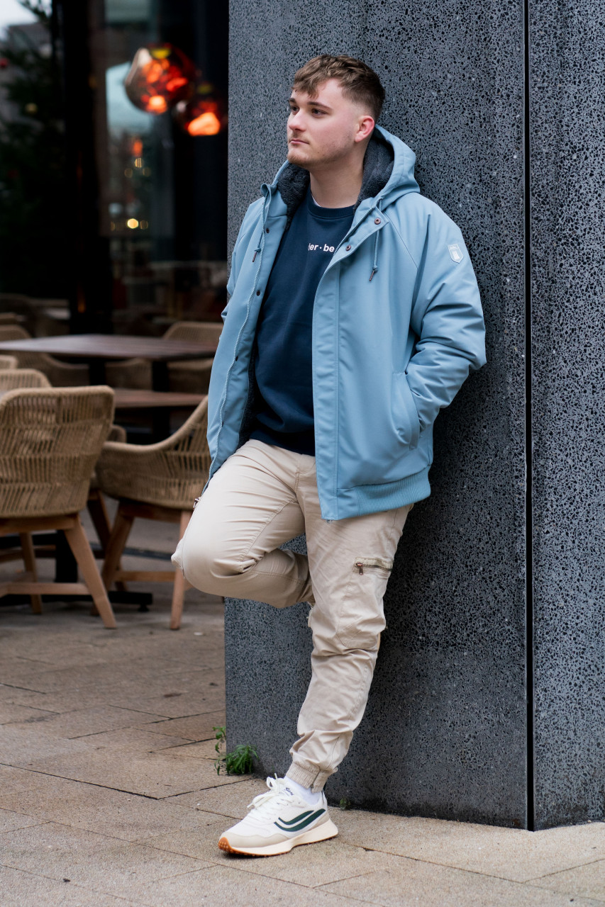 Derbe Winterjacke Festholm Short Herren Hellblau Türkis