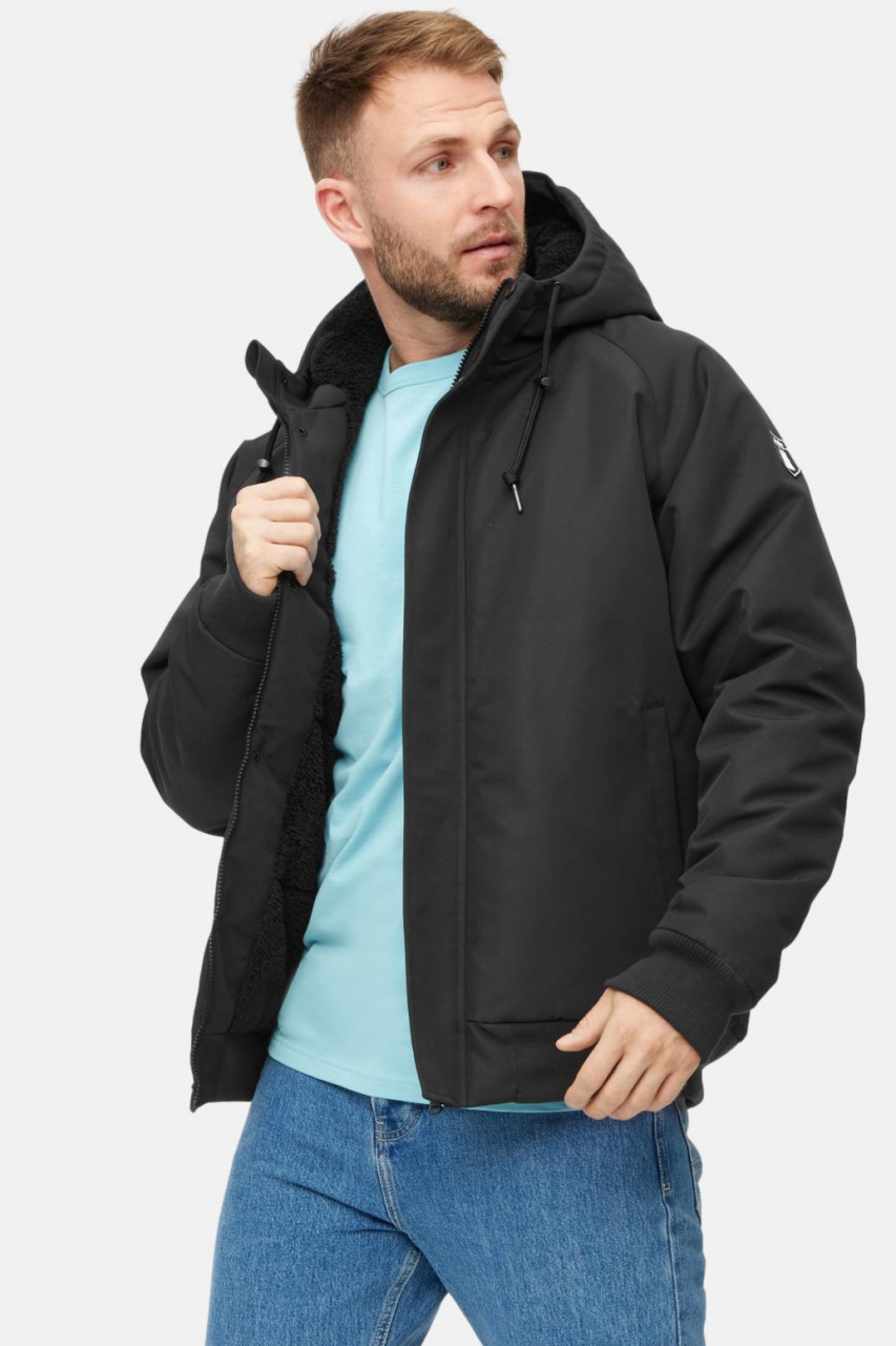 Derbe Winterjacke Festholm Short Herren Schwarz Warm Gefüttert