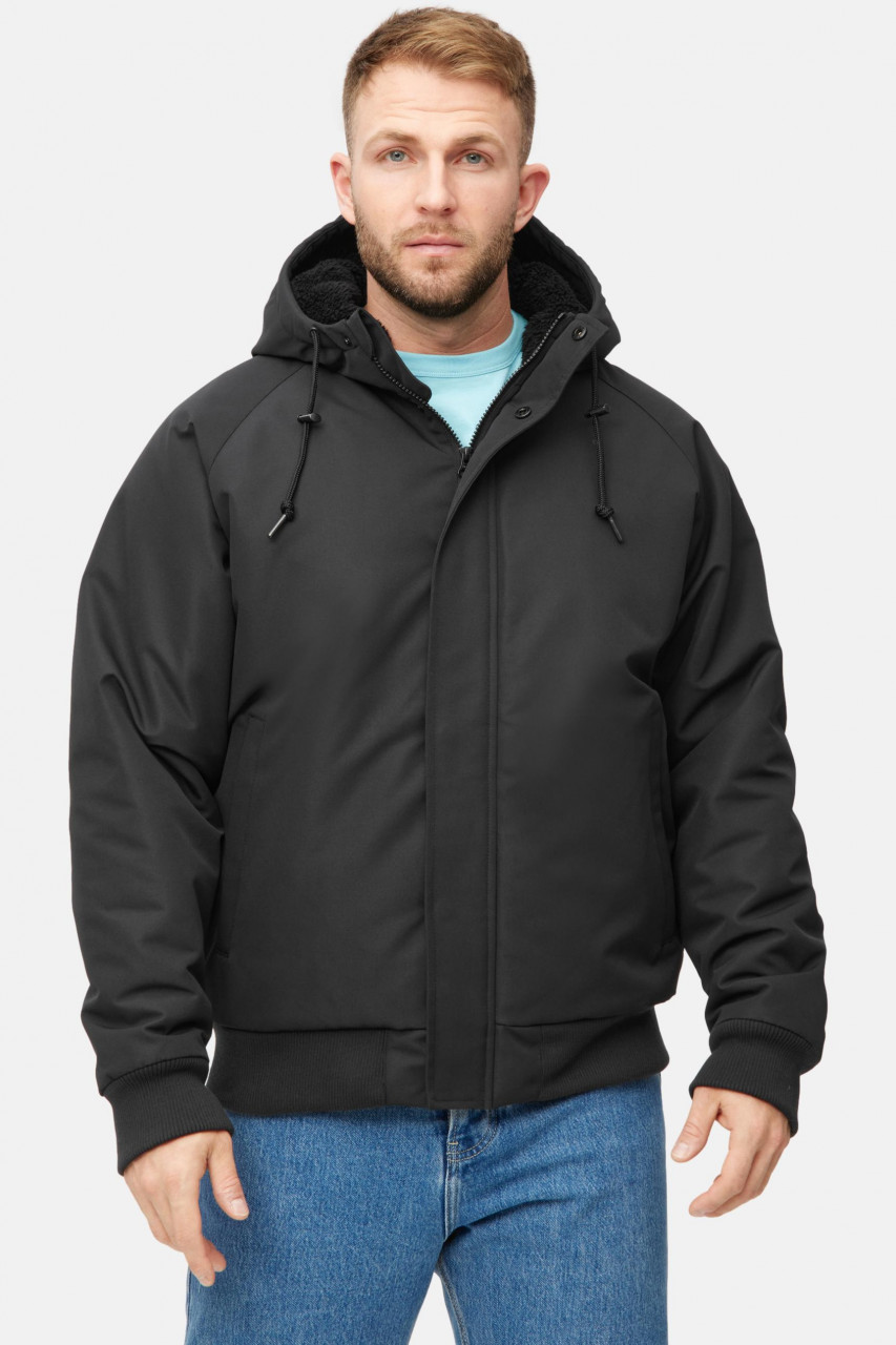 Derbe Winterjacke Festholm Short Herren Schwarz Warm Gefüttert