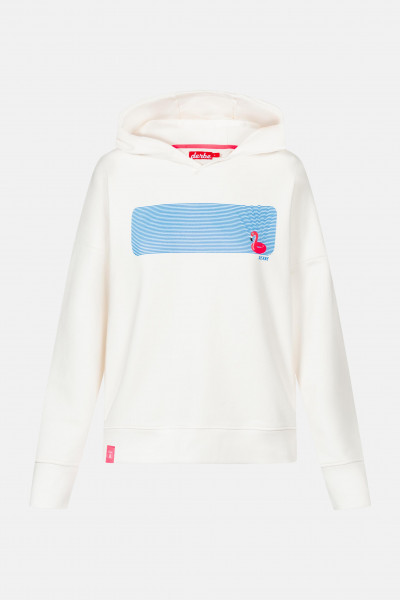 Derbe Flamingo Damen Hoody Kapuzenpullover Off White Weiß Derbe Flamingo Damen Hoody Kapuzenpullover Off White Weiß