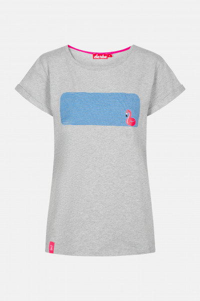 Derbe Flamingo Damen T-Shirt Grey Melange Hellgrau